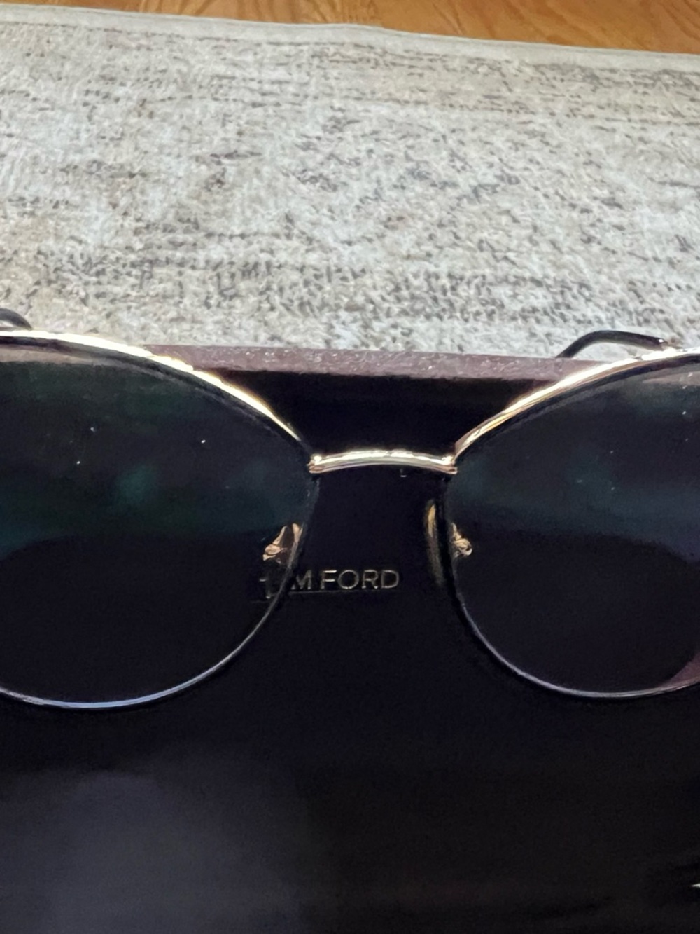Tom Ford Gold Frame Sunglasses with Dark Green Lenses